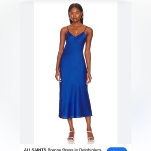All Saints Size 0 Bryony Midi Dress in Delphinium Blue
